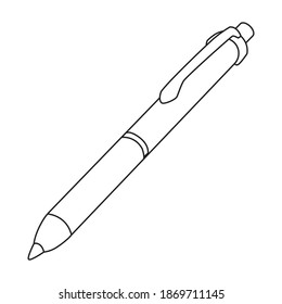 pen outline vector illustration,isolated on white background,top view