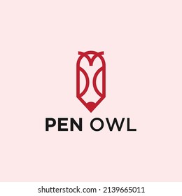 pen owl logo design graphic vector illustration