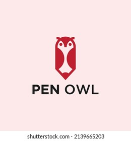 pen owl logo design graphic vector illustration