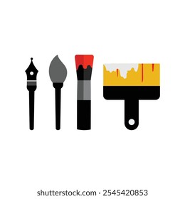 Pen and Paint brush icon set vector on white background.
