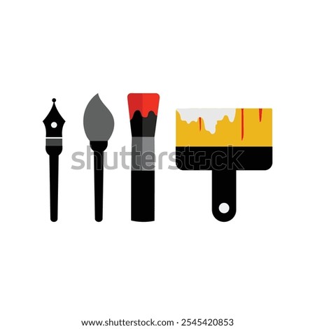 Pen and Paint brush icon set vector on white background.
