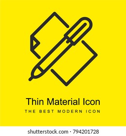 Pen and Paper bright yellow material minimal icon or logo design