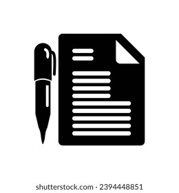 pen and paper document stationery icon design for web business and corporate office	