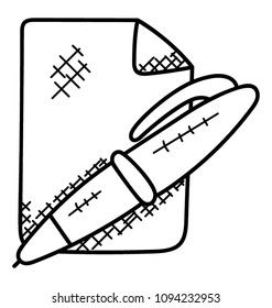 
Pen with paper, doodle design writing concept
