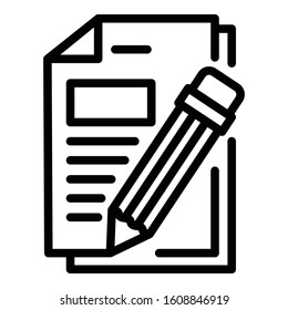 Pen paper icon. Outline pen paper vector icon for web design isolated on white background