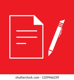 Pen and paper icon, stock vector illustration, EPS10.
