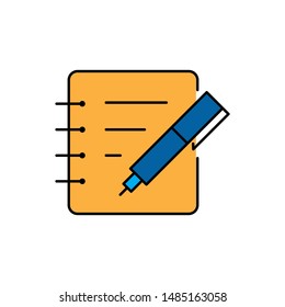 pen and paper icon, symbol filled design template