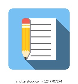 pen and paper icon. work, education symbol. vector simple flat design