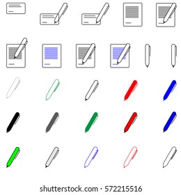 Pen and paper - icons set.