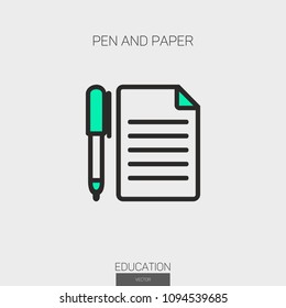 Pen and paper line icon