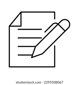 ilustración vectorial del icono de esquema de notas de lápiz y papel