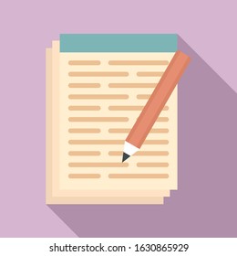 Pen paper notebook icon. Flat illustration of pen paper notebook vector icon for web design