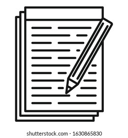 Pen paper notebook icon. Outline pen paper notebook vector icon for web design isolated on white background