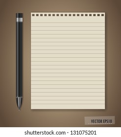 Pen and Paper, ready for your text. Vector illustration.