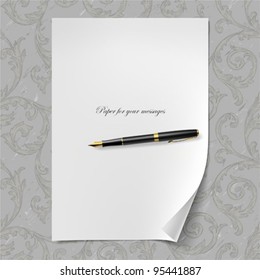 Pen With Paper And Seamless Background