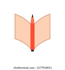 Lápiz y papel, cuaderno, libro. Isolación de ilustraciones vectoriales de color simple sobre fondo blanco.