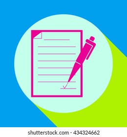 Pen and paper.Vector icon.