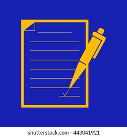 Pen and paper.Vector icon.