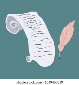 Pen with parchment vector illustration cartoon style 