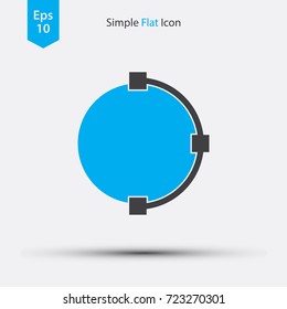 Pen Path Of Circle. Simple Flat Icon Design Style. Vector Illustration