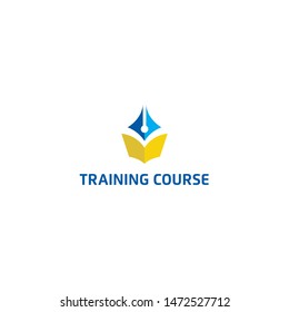 pen or pencil and book logo design vector icon illustration inspiration. symbol of Author, School, academy, institute, training, course logos, etc