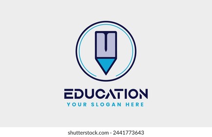 Pen pencil education signature writing symbol icon logo design vector modern minimalist template