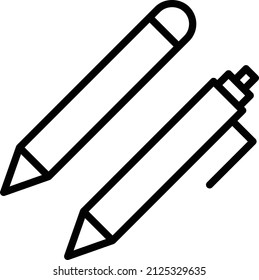 Pen And Pencil Folder Icon. Material Sign And Symbol. Simple Illustration For Web Design Element.