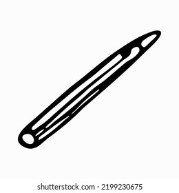 Pen, pencil, hand-drawn. Isolated vector design of stationery in doodle style. Illustration on the theme of school, office, business