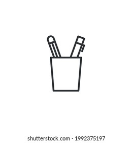 pen and pencil holder vector icon stationery office