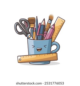 Pen and pencil holder Pen Holder vector icon illustration of Business and Office iconset.