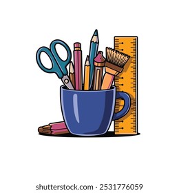 Pen and pencil holder Pen Holder vector icon illustration of Business and Office iconset.