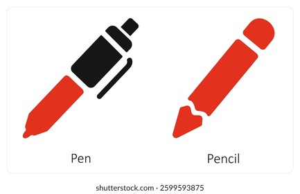 Pen and Pencil icon concept