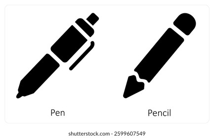 Pen and Pencil icon concept