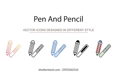 Pen And Pencil icon design with white background stock illustration