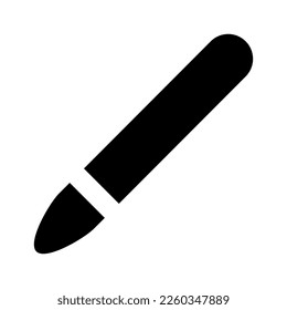 Pen or pencil icon. Device for creativity, drawing and writing. Modern black icon vector isolated on white background.