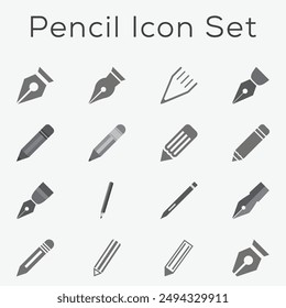 Pen Pencil Icon Set App Free Flat Minimalist Vector Shape Design