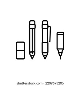 Pen and pencil icon set, eps 10