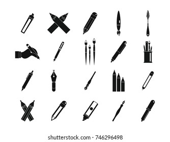 Pen, pencil icon set. Simple set of pen, pencil vector icons for web design isolated on white background