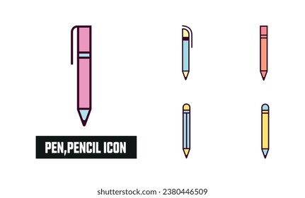 Pen, pencil Icon Vector Illustration. Pen, pencil Lineal Color Icon