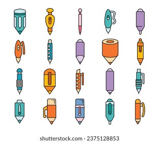 pen and pencil icons set vector illustration