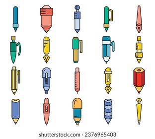 iconos de lápiz y lápiz conjunto ilustración vectorial
