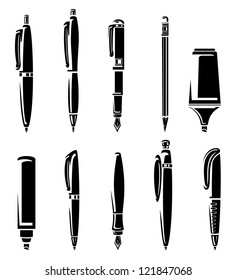 Pen and pencil markers collection set. Vector