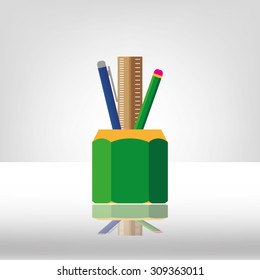 pen, pencil, ruler
