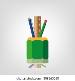 pen, pencil, ruler