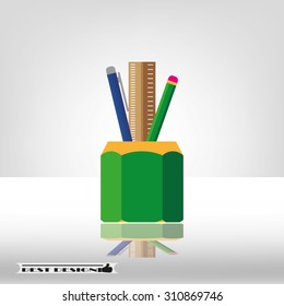 pen, pencil, ruler