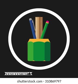 pen, pencil, ruler