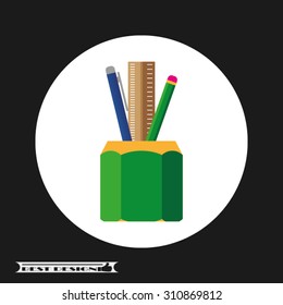 pen, pencil, ruler