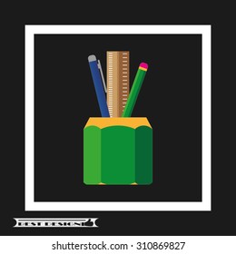 pen, pencil, ruler