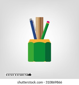pen, pencil, ruler