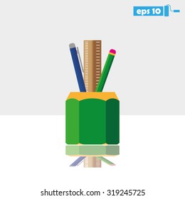 pen, pencil, ruler